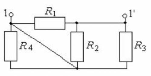 Рассчитать входное сопротивление относительно 1 -1٠ R1 = R2 = R3 = R4 =10 Ом.