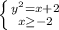 \left \{ {{y^{2}=x+2 } \atop {x\geq -2}} \right.