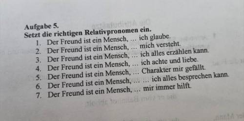 Setzt die richtigen Relativpronomen ein.​