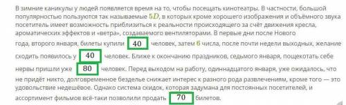 На графике изображена статистика по продаже билетов в 5D кинотеатр в первые дни января. Рассмотри гр