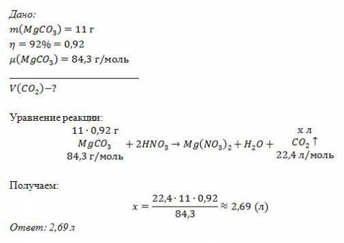 Вычисли, какой объём углекислого газа (н. у.) выделится при взаимодействии азотной кислоты с 7 г кар