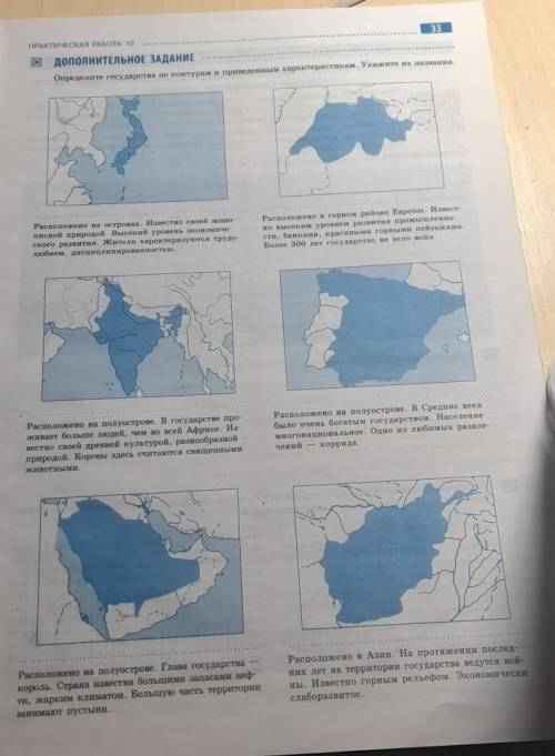 ПРАКТИЧЕСКАЯ РАБОТА 10 ДОПОЛНИТЕЛЬНОЕ ЗАДАНИЕ ..Определите государства по контурам и приведенным хар