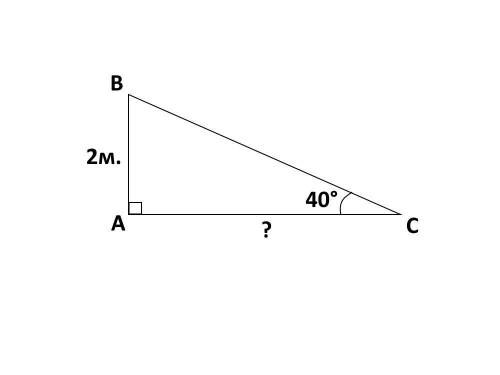 Розв'язати трикутник: Висота паркана 2 м кут сонячних променів опівдні становить 40°. Скільки м буде