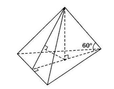 Из основания высоты правильной треугольной пирамиды опущен перпендикуляр длиной 1 на боковую грань.