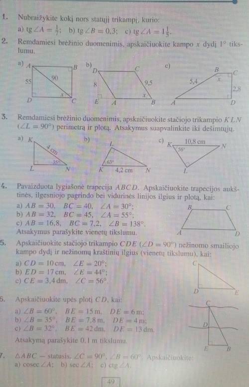 решить к/р.Язык литовский, буду благодарен. основная темы это синус,косинус,тангенс,Котангенс.​