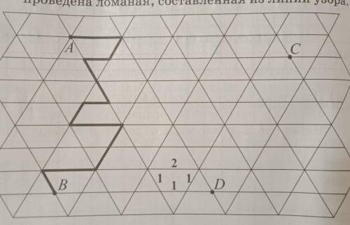 ответ: 12) На листе бумаги нарисован узор, составленный иотрезков длины 2 см и 1 см. От точки А до т