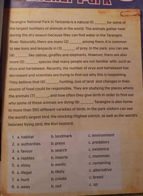 read the text below and choose the answer a,b or c that best each gap​