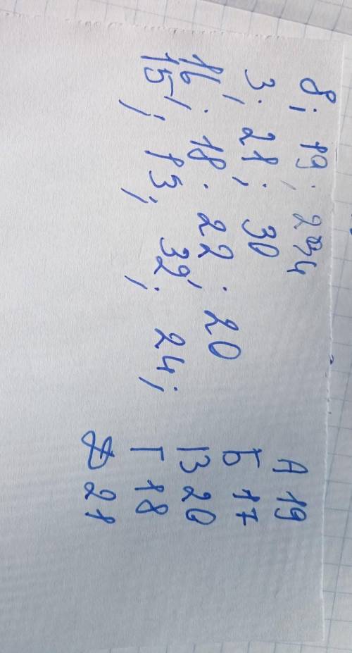 2;35 А 22,5 34;11 Б 20,524;18 В 18,516;25 Г 21 Д 19,5 ! ​