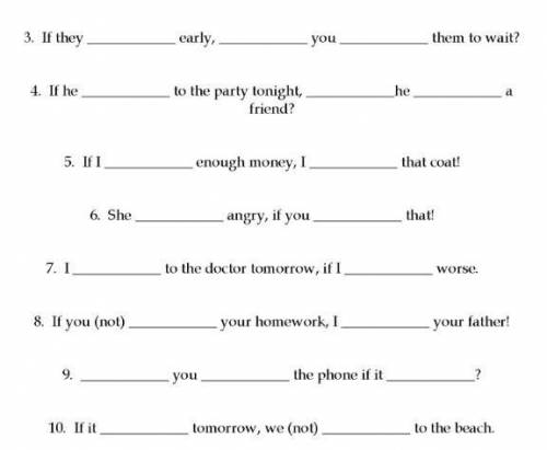 . Complete the conditional sentences with the verbs in the red box​