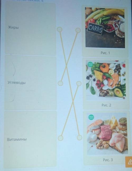 = ONLINESNISСоедини названия питательных веществ и картинки продуктов,которые их содержат.Количество