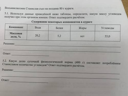 Восьмиклассник Станислав съел на полдник 80г кураги. Используя данные приведённые в таблицы, определ