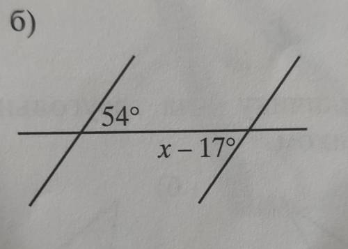 Две параллельные прямые пересекает третья прямая. Найдите x.