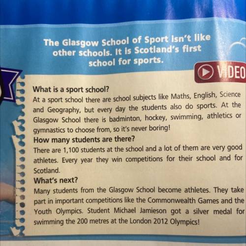 5.R6 and in a u ntent. 2 a) Read again and answer the questions. 1 Where is the Glasgow School of Sp