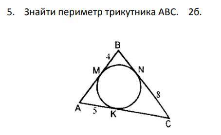 ЗНАЙТИ ПЕРИМЕТР ТРИКУТНИКА ABC