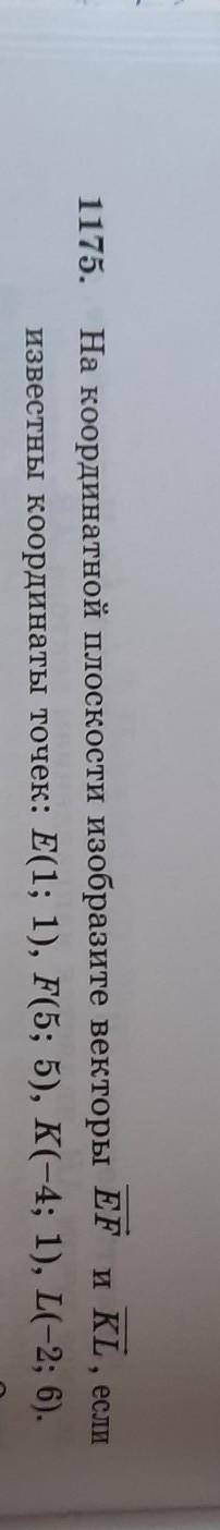 1175. На координатной плоскости изобразите векторы EF и KL, еслиизвестны координаты точек: E(1; 1),