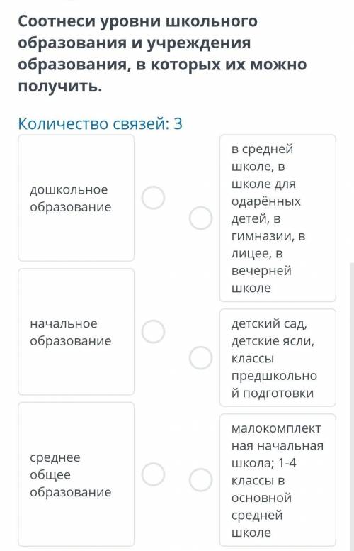 Достижения Казахстана в образовании Соотнеси уровни школьного образования и учреждения образования,