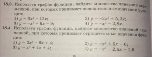 18.3 используя график функции, найдите множество значений переменной, при которых принимает положите