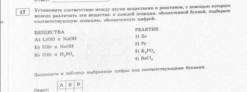 Установите соответствие между двумя веществамя и реактивом, с которого можно различить эти вещества: