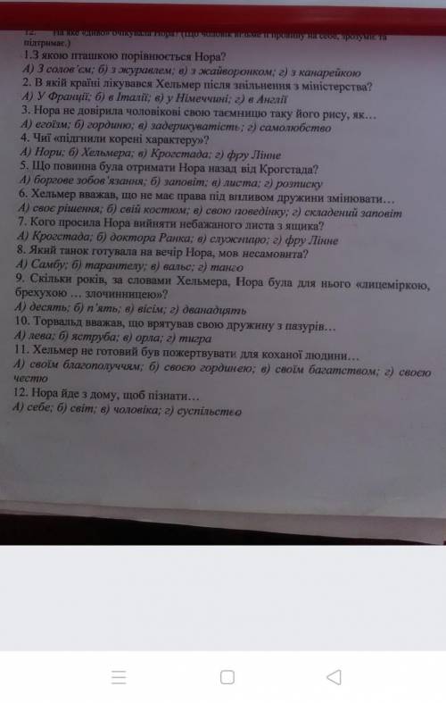Тести з Зарубіжної літератури по поемі Ляльковий дім 