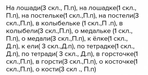 .. Вставьте пропущенные буквы. Определите падежи и склонения всех имён существительных.На лошад.. (.