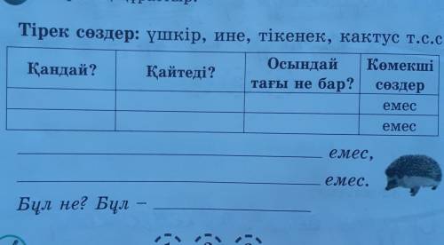 Тірек сөздер: үшкір, ине, тікенек, кактус т.с.с.Осындай КөмекшіҚандай? Қайтеді?​