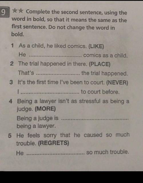 дам 50 бплов 9 ** Complete the second sentence, using theword in bold, so that it means the same as