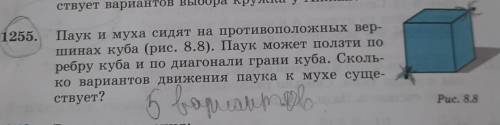 1255. Паук и муха сидят на противоположных вер- шинах куба (рис. 8.8). Паук может ползти поребру куб