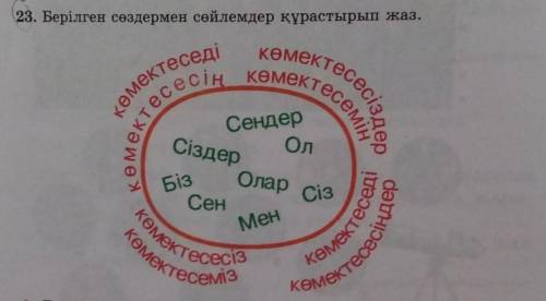 23. Берілген сөздермен сөйлемдер құрастырып жаз. өмектесің, көмектесеміоОлСендерСіздеркөмБізОларСізС