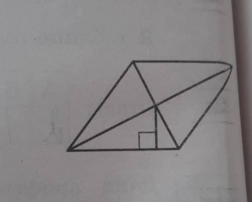 Сторона ромба равна 8, а расстояние от точки пересечения диагоналей ромба до неё равно 2. Найдите пл