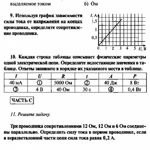 3 вариант 9.Используя график зависимости силы тока от напряжения на концах проводника, определите с