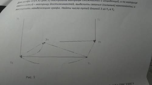 Для графа G=(Y, V) построить матрицы смежностей и инциденций, и по матрице смежностей – матрицу дост