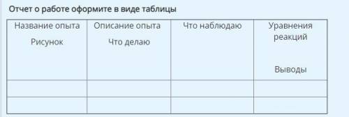 с химией , результаты оформить в таблицу : В двух склянках без этикеток находятся растворы: в одной