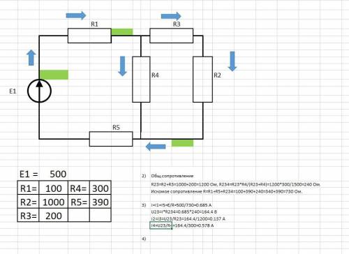 Найти напряжение на каждом резисторе ЭЦ