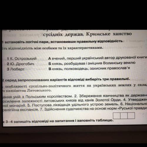 Установіть відповідність між особами та їх характеристиками