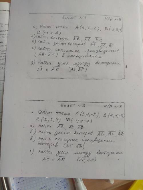 Вектор. Добрый день, нужно сделать 1 номер)а,б,г,д(Билет 1)