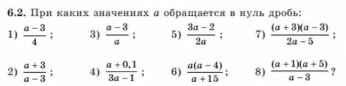 При каких значениях а превращяется в нуль дробь​