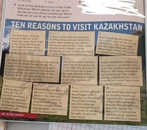 3 Look at the adverbs in blue in the travel brochure. Which adverbs do we use to say we are sure abo