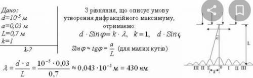 Дифракційну решітку, що має 50 штрихів на 1мм, освітлюють світлом довжиною хвилі 400 нм. Чому дорівн