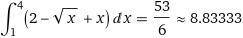 Мега .Фігуру обмежено лініями y=√x,y=x+2,x=1,x=4 Знайти площу фігури