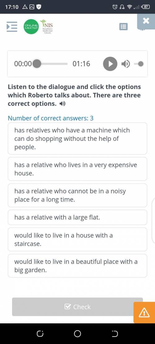 Listen to the dialogue and click the options which Roberto talks There are three correct options. 4)