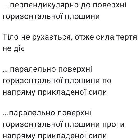 Тіло, яке стоїть на горизонтальній площині, намагаються зрушити з місця праворуч. Сила тертя напрямл