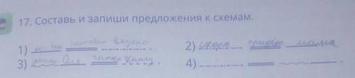 17. Составь и запиши предложения к схемам.-се1)3)2) 4) ...​