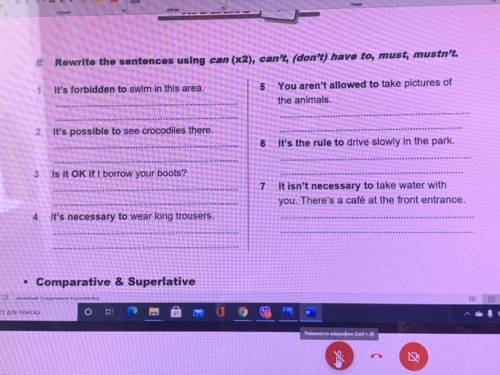 E Rewrite the sentences using can (x2), can't, (don't) have to, must, mustn't. 1 It's forbidden to s