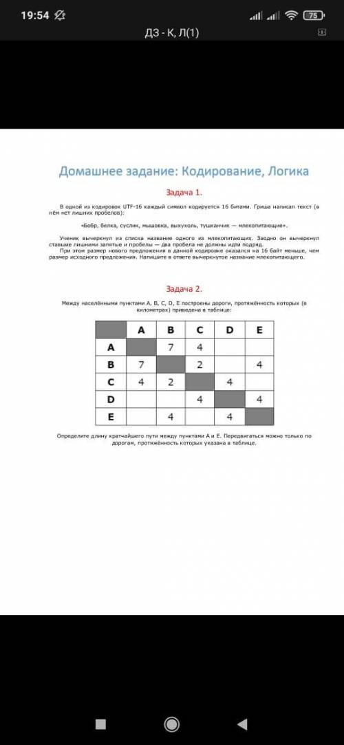 Между населенными пунктами A,B,C,D,E Построены дороги протяжность которых (В километрах ) Определите