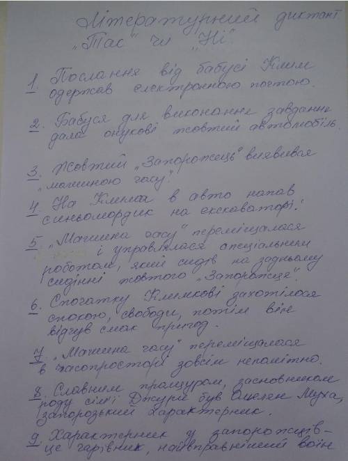 Очень , тест по твору „Родина Коимка”, потрібно дати відповідь «Так» чи «Ні»