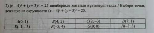 Выбери точки лежащие на окружности (x-4)²+(y+3)²=25 ​