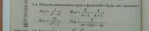 Областю визначення якої з функцій є будь-які значення x​