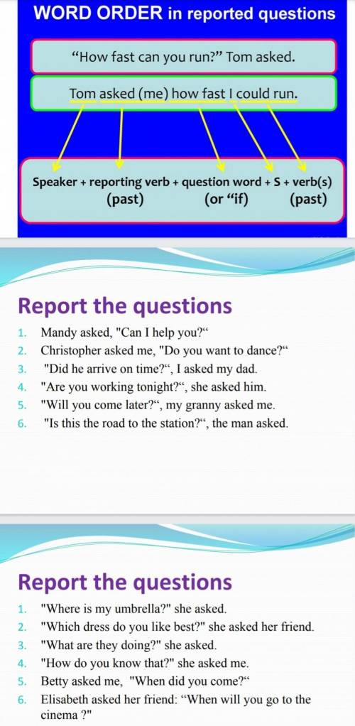 Reported Speech: questions and orders