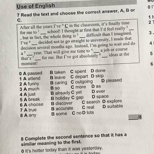 0 1 2 7 Read the text and choose the correct answer, A, B or C. After all the years I've °C in the c