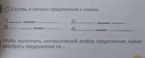 И. ой17, Составь и запиши предложения к схемам.1) -3)2) ---4) Чтобы выполнить синтаксический разбор